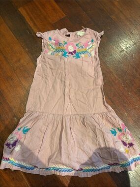 Peek Light Pink Embroidered Floral Tiered Dress